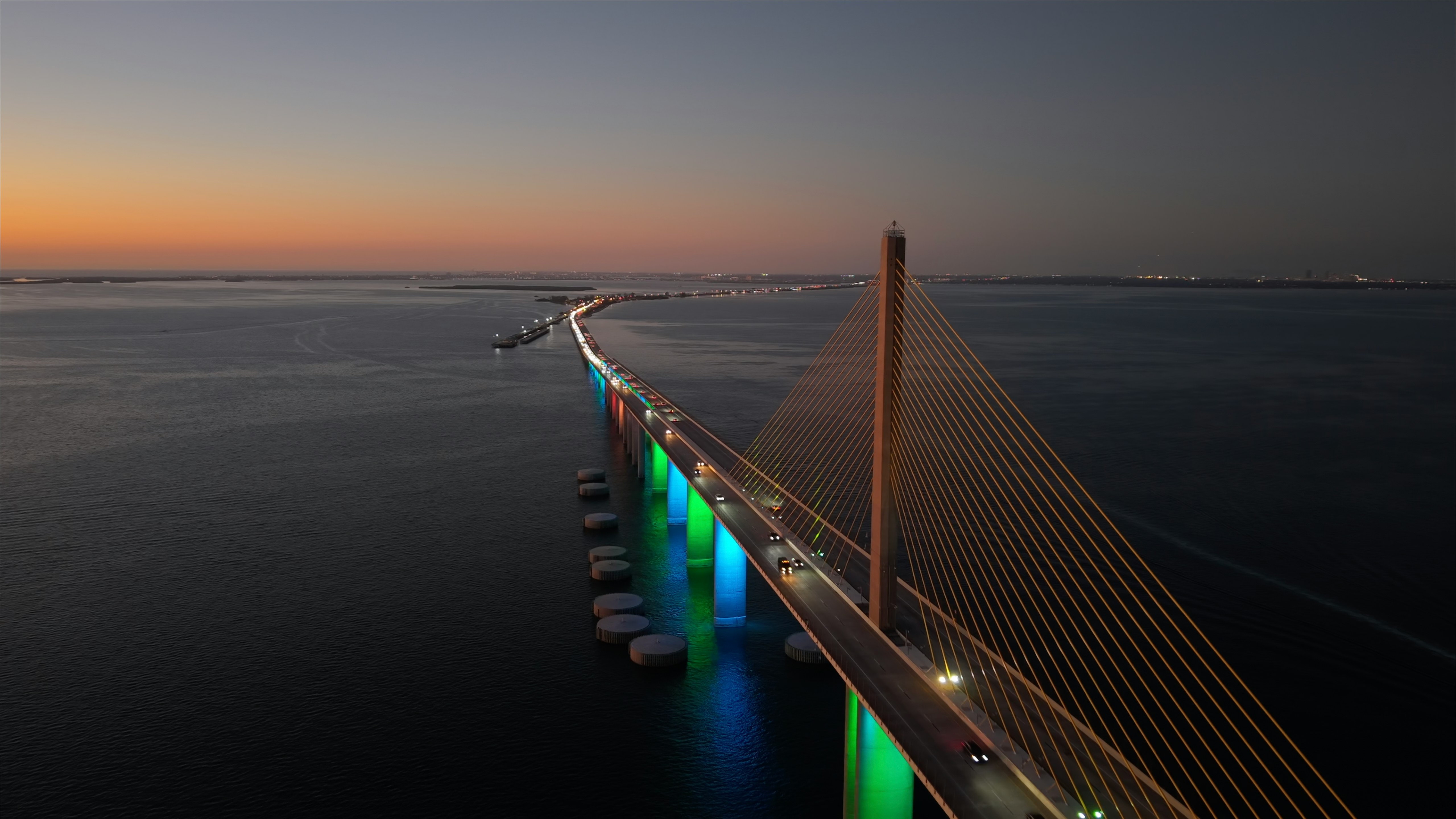Sunshine Skyway Bridge at blue hour